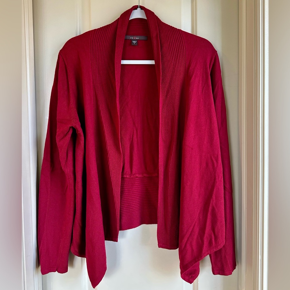 Women’s Open Front Cardigan; Red; Size Large